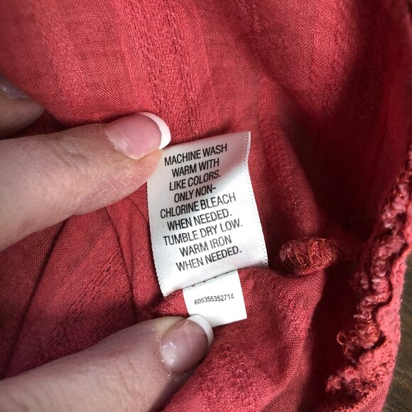 Sonoma Coral Cotton Blouse Womens Size Medium Button Front V-Neck Boho Top - Picture 8 of 9